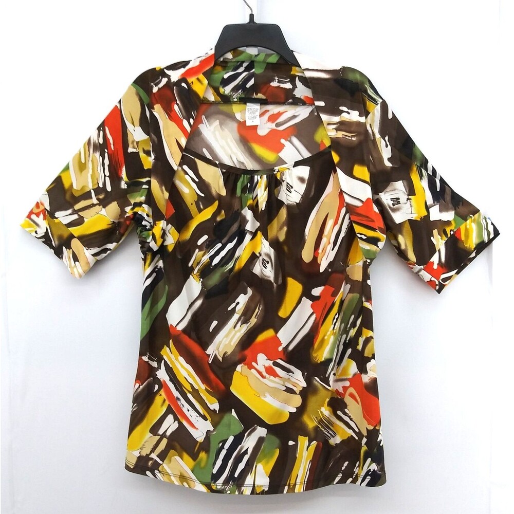 Jennifer Lauren Blouse Women Plus Size 1X Multicolor Short Sleeve Top